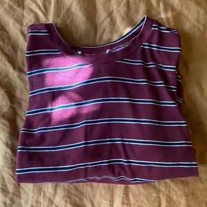 long sleeve red striped crop